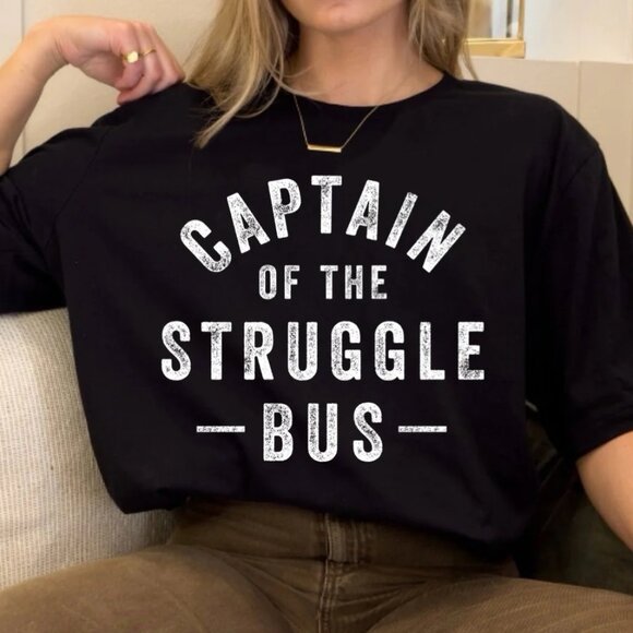 Comfort Colors Tops - Gildan Softstyle Black Graphic Tee “Captain of the Struggle Bus” (Unisex)